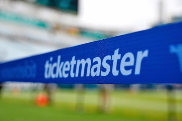 The Ticketmaster logo before an NFL football game in Jacksonville, Florida, in September 2024. Photo: AP The Ticketmaster logo before an NFL football game in Jacksonville, Florida, in September 2024. Photo: AP