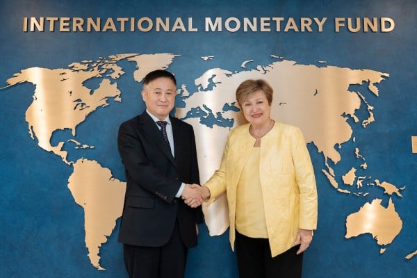 PBOC governor Pan Gongsheng appears with Kristalina Georgieva, managing director of the IMF. Photo: handout PBOC governor Pan Gongsheng appears with Kristalina Georgieva, managing director of the IMF. Photo: handout