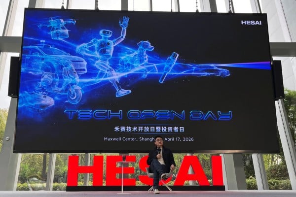 Hesai CEO David Li speaks at the lidar maker’s tech open day in Shanghai, on April 17, 2026. Photo: Reuters Hesai CEO David Li speaks at the lidar maker’s tech open day in Shanghai, on April 17, 2026. Photo: Reuters