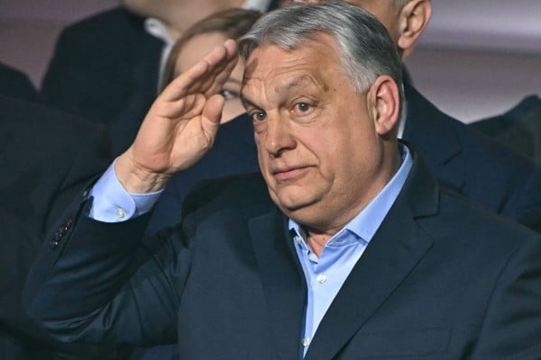 Hungary’s Prime Minister Viktor Orban salutes supporters in Budapest on April 12. Photo: AFP Hungary’s Prime Minister Viktor Orban salutes supporters in Budapest on April 12. Photo: AFP