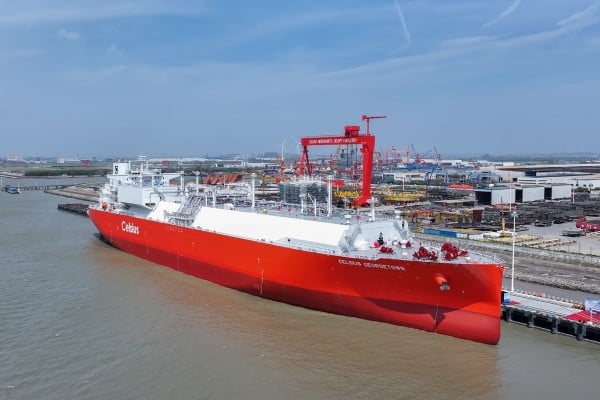 Delivery and naming ceremony of Celsius Georgetown, taken on April 8 in Nantong, China’s Jiangsu province. Photo: Handout Delivery and naming ceremony of Celsius Georgetown, taken on April 8 in Nantong, China’s Jiangsu province. Photo: Handout