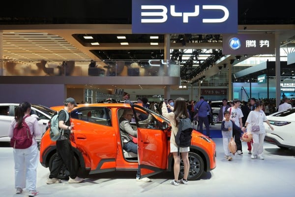 A BYD Seagull electric vehicle on display at Auto China in Beijing. Photo: Reuters A BYD Seagull electric vehicle on display at Auto China in Beijing. Photo: Reuters