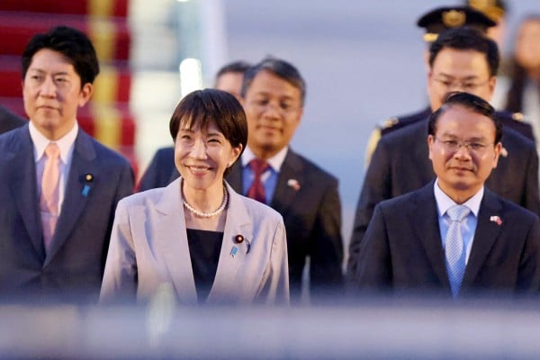 Japan’s Prime Minister Sanae Takaichi arrives at Noi Bai International Airport in Hanoi on Friday. Photo: AFP Japan’s Prime Minister Sanae Takaichi arrives at Noi Bai International Airport in Hanoi on Friday. Photo: AFP