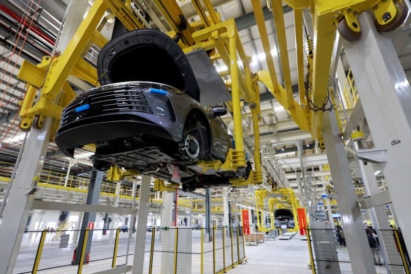 A BYD vehicle is seen on the production line at the Chinese company’s new electric-vehicle factory in Brazil in October 2025. Photo: Reuters A BYD vehicle is seen on the production line at the Chinese company’s new electric-vehicle factory in Brazil in October 2025. Photo: Reuters