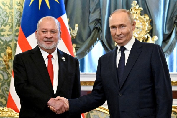 Malaysia’s King Sultan Ibrahim meets Russian President Vladimir Putin at the Kremlin on August 6, 2025. Photo: Reuters