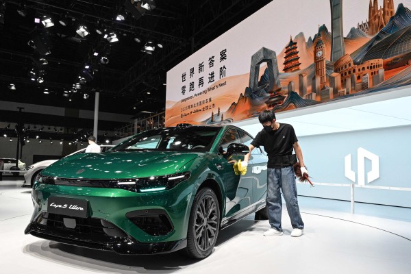 A Leapmotor Lafa5 Ultra is on display at the Beijing Auto Show on April 24. Photo: AFP