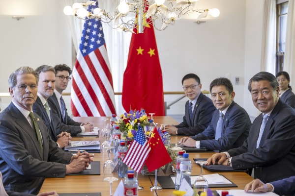 US Treasury Secretary Scott Bessent (left) and Chinese Vice Premier He Lifeng (right) last year. Photo: Keystone via AP
