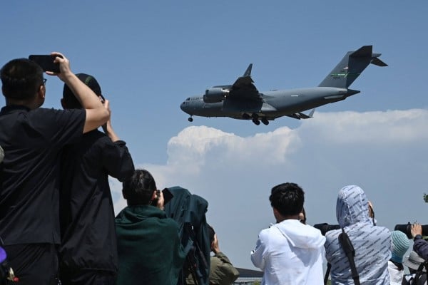 A US Air Force C-17 lands at Beijing Capital Airport on May 11, ahead of a visit by US President Donald Trump. Photo: AFP A US Air Force C-17 lands at Beijing Capital Airport on May 11, ahead of a visit by US President Donald Trump. Photo: AFP