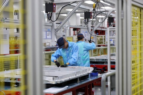 A battery assembly line at Leapenergy, a unit of Leapmotor, in Huzhou, Zhejiang province. Photo: Reuters A battery assembly line at Leapenergy, a unit of Leapmotor, in Huzhou, Zhejiang province. Photo: Reuters