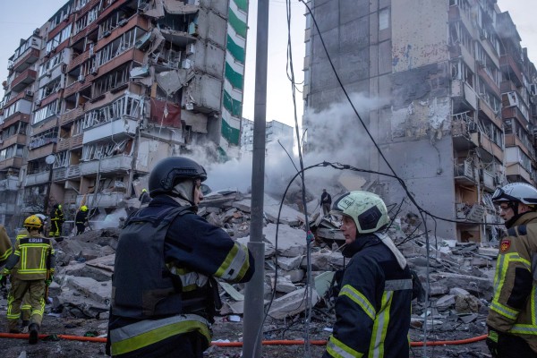 The aftermath of Russian missile and drone strikes in Kyiv. Photo: Reuters