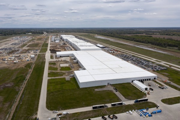 A view of the Ford BlueOval Battery Park under construction in Marshall, Michigan. Photo: Universal Images Group via Getty Images