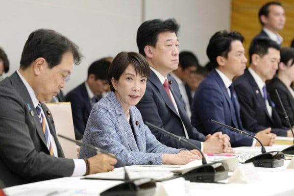Japanese Prime Minister Sanae Takaichi (second from left) is reportedly has reportedly been arranging calls with US President Donald Trump about his talks with Chinese President Xi Jinping. Photo: Kyodo
Japanese Prime Minister Sanae Takaichi (second from left) is reportedly has reportedly been arranging calls with US President Donald Trump about his talks with Chinese President Xi Jinping. Photo: Kyodo