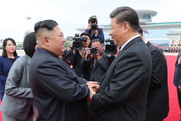 North Korean leader Kim Jong-un and President Xi Jinping at Pyongyang airport in June 2019. Photo: AFP North Korean leader Kim Jong-un and President Xi Jinping at Pyongyang airport in June 2019. Photo: AFP