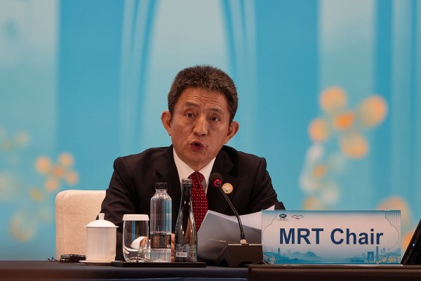 Li Chenggang, China’s international trade representative and a vice-minister of commerce, speaks during the opening ceremony of the Apec ministerial meeting in Suzhou, Jiangsu province, on Friday. Photo: EPA