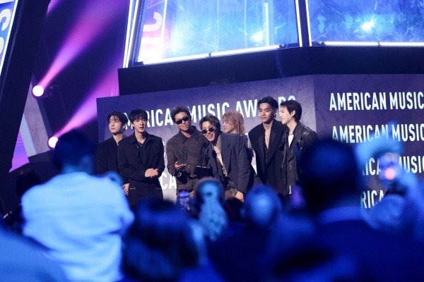 BTS members attend the American Music Awards in Las Vegas on Monday. Photo: Reuters