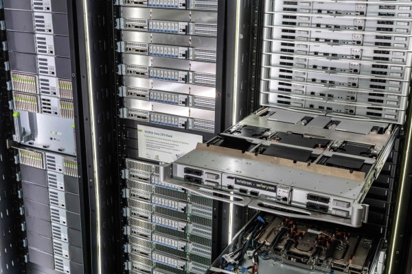An AI data centre architecture is seen at the Wiwynn booth during Computex in Taipei on June 2. Photo: AFP