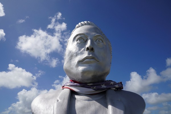 A bust of Elon Musk is seen in Brownsville, Texas, on Friday, the day of SpaceX’s IPO. Photo: Reuters