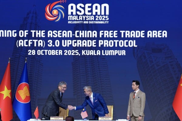 China and Asean sign a free-trade upgrade protocol in Kuala Lumpur, Malaysia, on October 28, 2025. Photo: Xinhua China and Asean sign a free-trade upgrade protocol in Kuala Lumpur, Malaysia, on October 28, 2025. Photo: Xinhua