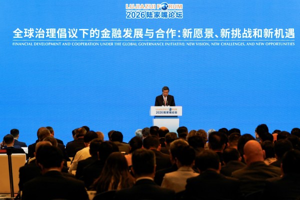 Vice-Premier He Lifeng addresses the Lujiazui Forum. Photo: Reuters