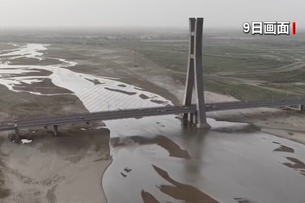 Two major flood events have occurred along the margins of the Taklamakan Desert in northwestern China since the beginning of June. Photo: CCTV Two major flood events have occurred along the margins of the Taklamakan Desert in northwestern China since the beginning of June. Photo: CCTV