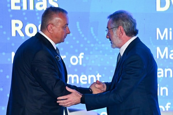 European Commissioner for International Partnerships Jozef Sikela and Brazil’s Minister of Development, Industry, and Foreign Trade, Marcio Elias Rosa, at the opening of the Brazil-European Union Investment Forum in Brasilia, Brazil, on Tuesday. Photo: EPA European Commissioner for International Partnerships Jozef Sikela and Brazil’s Minister of Development, Industry, and Foreign Trade, Marcio Elias Rosa, at the opening of the Brazil-European Union Investment Forum in Brasilia, Brazil, on Tuesday. Photo: EPA