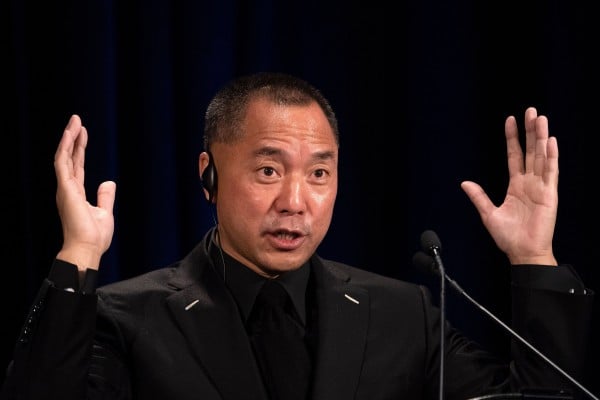 Fugitive Chinese billionaire Guo Wengui in New York in 2018. Photo: AFP / Getty Images / TNS Fugitive Chinese billionaire Guo Wengui in New York in 2018. Photo: AFP / Getty Images / TNS
