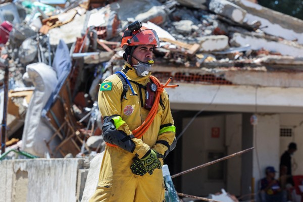 A Brazilian rescuer works in the aftermath of earthquakes in Venezuela. Photo: Reuters
