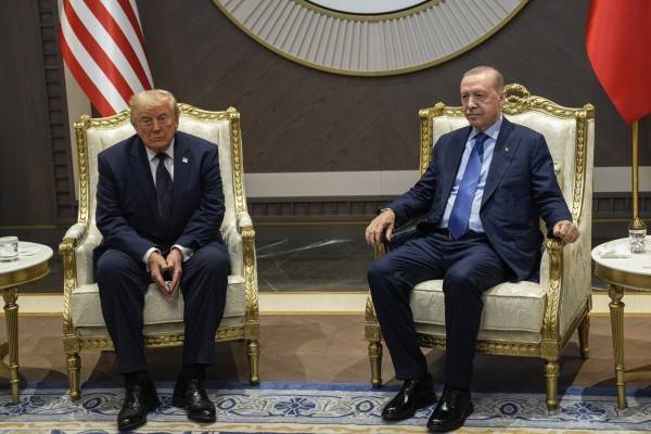 US President Donald Trump meets with Turkish President Recep Tayyip Erdogan at the start of the Nato summit in Ankara, Turkey, on Tuesday. Photo: AP US President Donald Trump meets with Turkish President Recep Tayyip Erdogan at the start of the Nato summit in Ankara, Turkey, on Tuesday. Photo: AP