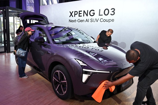 The Xpeng L03 is displayed at a launch event for the new SUV in Munich, Germany. Photo: Reuters