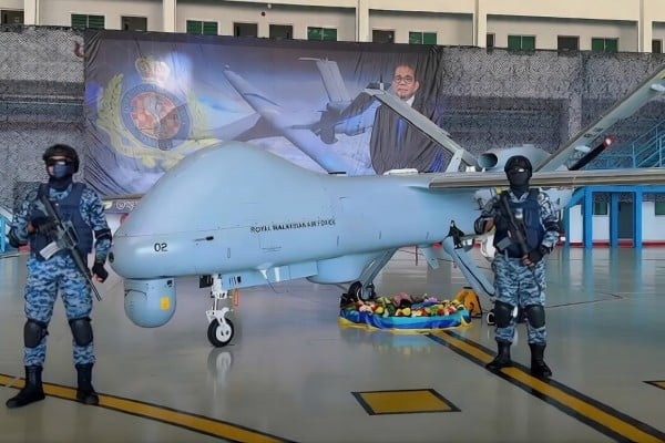 A still from a video shared by Defence Minister Mohamed Khaled Nordin showing one of Malaysia’s newly acquired Turkish-built Anka drones. Photo: Facebook/MohamedKhaledNordin A still from a video shared by Defence Minister Mohamed Khaled Nordin showing one of Malaysia’s newly acquired Turkish-built Anka drones. Photo: Facebook/MohamedKhaledNordin