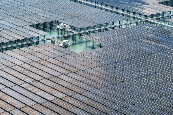 An offshore solar farm in Zhangzhou, in southeastern China’s Fujian province, on July 6. Photo: Xinhua An offshore solar farm in Zhangzhou, in southeastern China’s Fujian province, on July 6. Photo: Xinhua