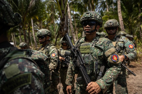 Philippine troops participate in live‑fire exercises during Balikatan, which also involves US soldiers, in Barangay Aporawan, Aborlan, Palawan, in April. Photo: Reuters Philippine troops participate in live‑fire exercises during Balikatan, which also involves US soldiers, in Barangay Aporawan, Aborlan, Palawan, in April. Photo: Reuters