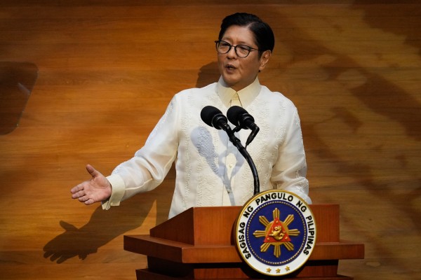 Philippine President Ferdinand Marcos Jnr delivers his fifth State of the Nation Address at the House of Representatives on Monday. Photo: AP
