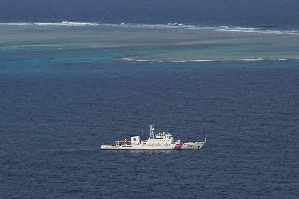 A China Coast Guard vessel sails near Thitu Island on February 21, 2026. Manila’s proposed extended continental shelf would stretch across the seabed near the Philippine-held feature, also known as Pagasa Island. Photo: AFP A China Coast Guard vessel sails near Thitu Island on February 21, 2026. Manila’s proposed extended continental shelf would stretch across the seabed near the Philippine-held feature, also known as Pagasa Island. Photo: AFP