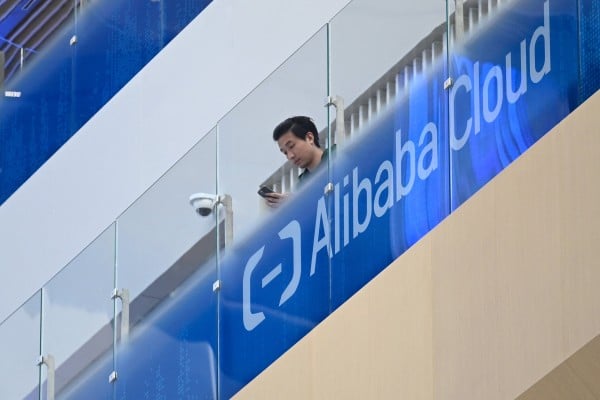 Alibaba Cloud signage is pictured during a tour at the Alibaba office in Beijing on April 1, 2026. Photo: AFP Alibaba Cloud signage is pictured during a tour at the Alibaba office in Beijing on April 1, 2026. Photo: AFP