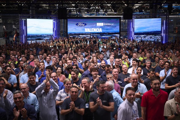 Ford Motor Company employees attend an event after a meeting at which they were informed of the agreement with Geely Automobile Holdings, at the Ford factory in Almusafes, near Valencia, Spain, on July 23. Photo: Xinhua