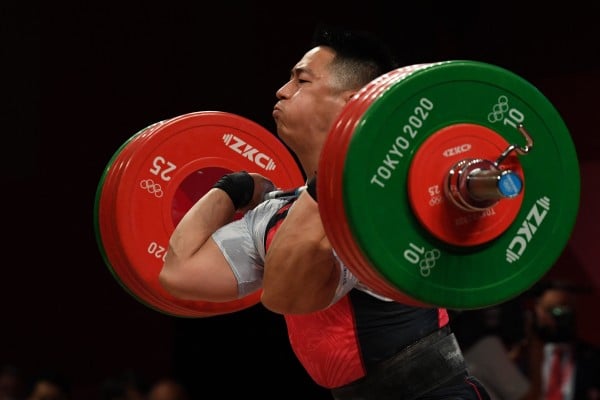 Toshiki Yamamoto competing for Japan in the men’s 96kg weightlifting competition at the Tokyo Olympic Games held in2021. Photo: AFP Toshiki Yamamoto competing for Japan in the men’s 96kg weightlifting competition at the Tokyo Olympic Games held in2021. Photo: AFP