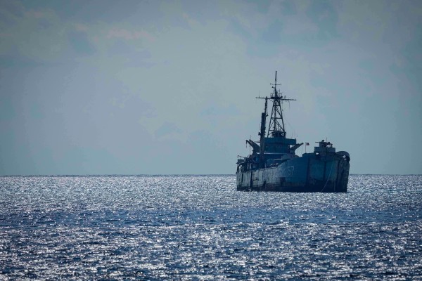BRP Sierra Madre is seen grounded at the Second Thomas Shoal, locally known as Ayungin Shoal, in the South China Sea in April 2023. Photo: AP