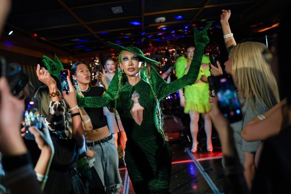 Drag artist Kudos (Lian Longqing) performs during “House of Linglong: Drag Tour – Hong Kong” at Eaton HK in August 2026. Despite censorship in mainland China, the collective showcases drag artistry in the country. Photo: Elson Li