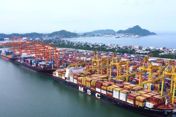 An aerial view of the Contecon Manzanillo container terminal at the Port of Manzanillo in Mexico, a key gateway for trade with Asia. Photo: Handout An aerial view of the Contecon Manzanillo container terminal at the Port of Manzanillo in Mexico, a key gateway for trade with Asia. Photo: Handout