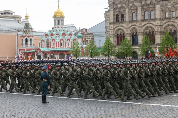 Russian servicemen march during the Victory Day military parade on the Red square in Moscow on May 9. Photo: EPA Russian servicemen march during the Victory Day military parade on the Red square in Moscow on May 9. Photo: EPA