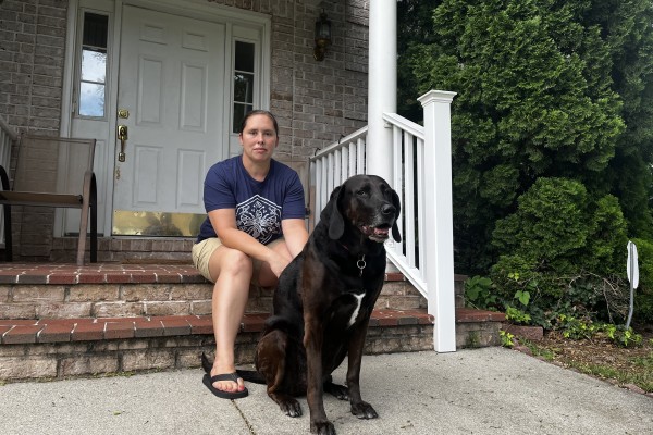 Lindsay Shaw sits outside her home in Sterling, northern Virginia, located across from a huge data centre. Photo: Handout Lindsay Shaw sits outside her home in Sterling, northern Virginia, located across from a huge data centre. Photo: Handout