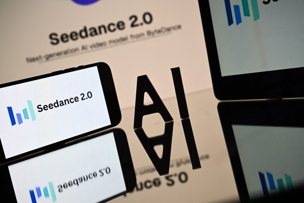 This photograph taken on February 18, 2026, shows a smartphone screen displaying the logo of Seedance 2.0. Photo: AFP via Getty Images/TNS