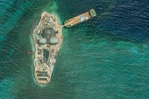 A satellite image taken by Vantor on August 17 shows China’s construction work at Yagong Island. Photo: Vantor / AFP A satellite image taken by Vantor on August 17 shows China’s construction work at Yagong Island. Photo: Vantor / AFP