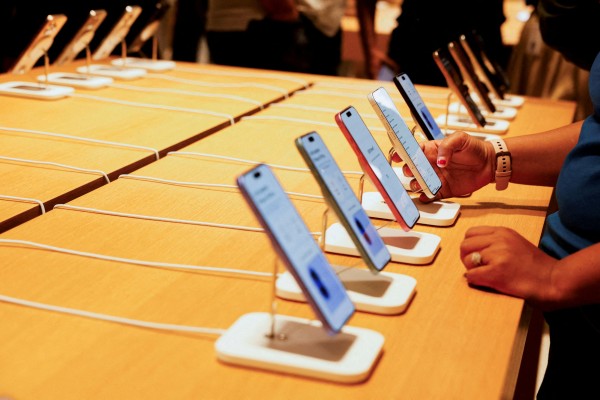 Apple iPhones on display at the company’s first retail store in Bengaluru, India, last year. Photo: Reuters