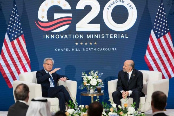Nvidia CEO Jensen Huang (left) and US Commerce Secretary Howard Lutnick. Photo: Getty Images via AFP Nvidia CEO Jensen Huang (left) and US Commerce Secretary Howard Lutnick. Photo: Getty Images via AFP
