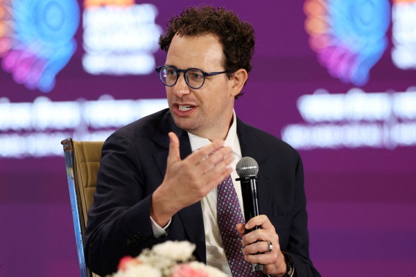 Anthropic CEO Dario Amodei addresses the AI Impact Summit in New Delhi, India, February 19, 2026. Photo: Reuters