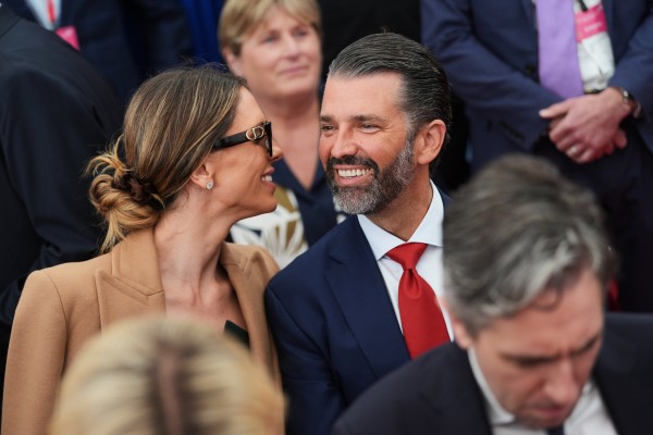 Donald Trump Jnr and his wife Bettina in Dublin on Saturday. Photo: AP