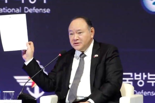 Philippine defence chief Gilberto Teodoro Jnr responds to a note during the Seoul Defence Dialogue 2026 on September 8. Photo: X/Philippine Department of National Defence Philippine defence chief Gilberto Teodoro Jnr responds to a note during the Seoul Defence Dialogue 2026 on September 8. Photo: X/Philippine Department of National Defence