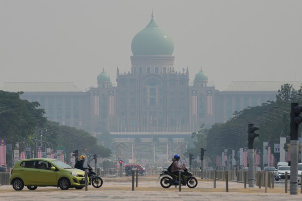Malaysia’s prime minister’s office in Putrajaya is partially obscured by haze on Thursday. Photo: AP